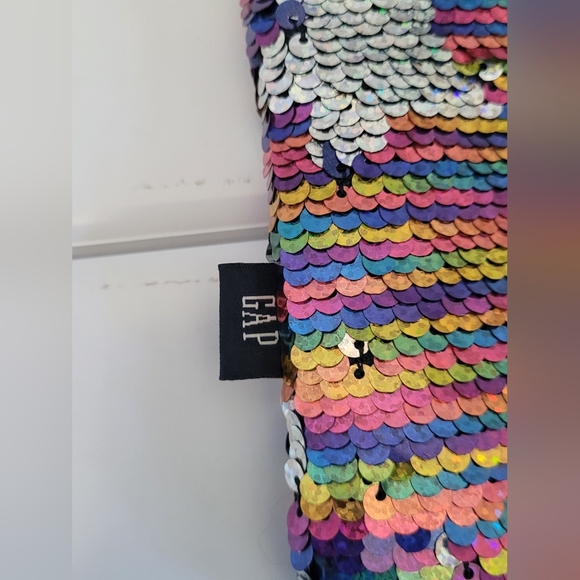 Gap Ladies Small Rainbow Multi Colored Sequin Shoulder Purse Zip Closure Measu - Picture 3 of 6